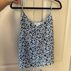 L’AGENCE Light Blue Silk Animal Print Tank Top